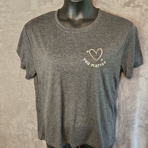 Gray T-Shirt with A Meaningful Message On The Back. Size XL